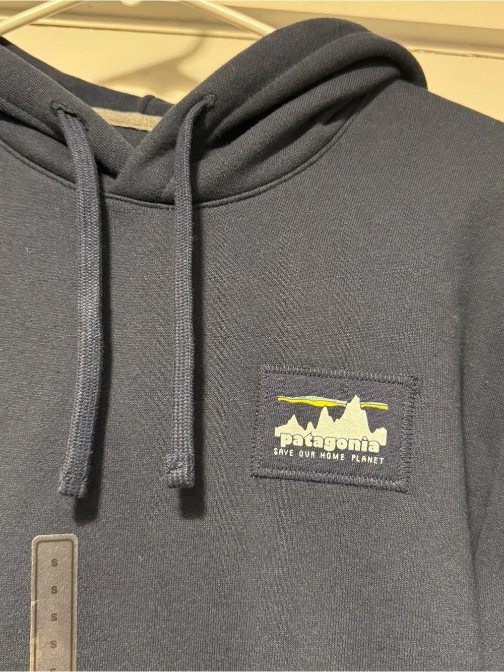 Patagonia Navy Pullover Hoodie with Logo Patch